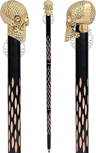 Pomo de anclaje de latón pulido y bastón con eje de madera de haya negra