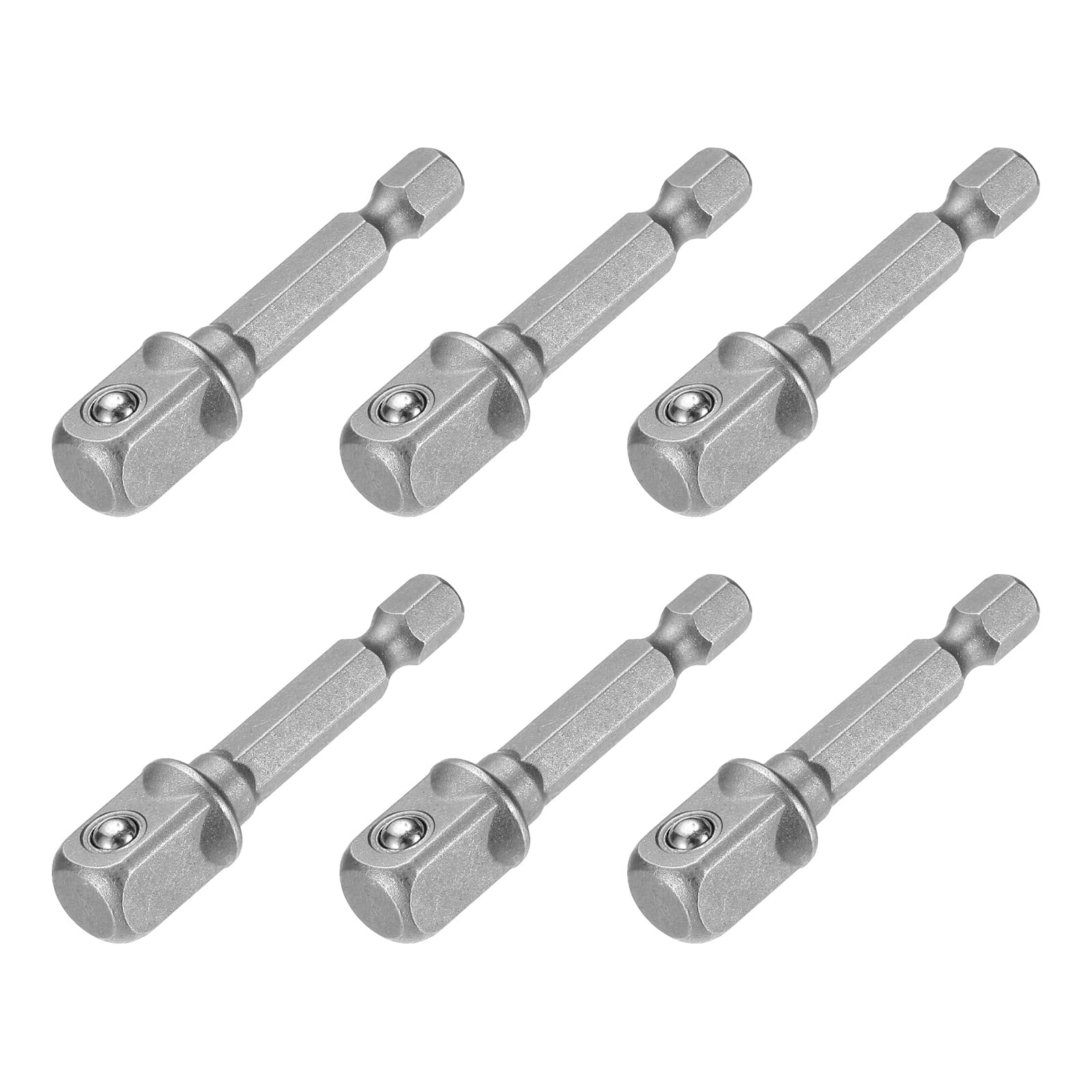 sourcing map 6pcs Impact Socket Adapter 3/8" Square Drive 1/4" Hex Shank 2" Long Extension Bit for Axle Nut Driver Drill Socket Sets