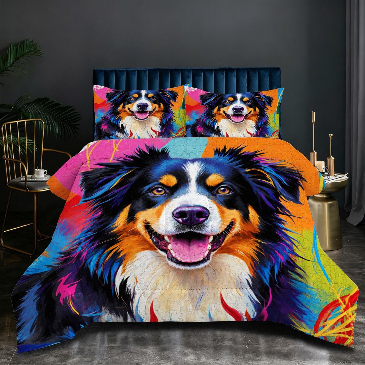 Couette 240x260 cm Chien Coloré idéale pour des nuits douillettes