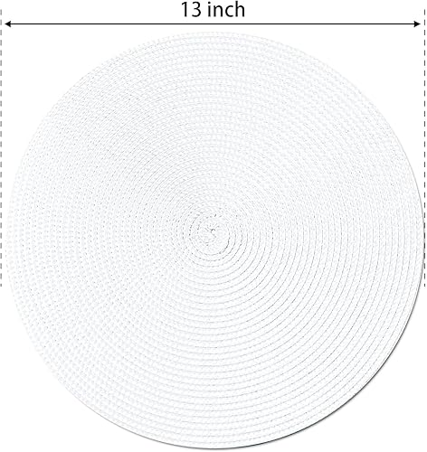 Miniatura 3 de FunWheat Juego de 6 manteles individuales redondos trenzados para mesas de comedor, tejidos, lavables, antideslizantes, pequeños de 13 pulgadas (S