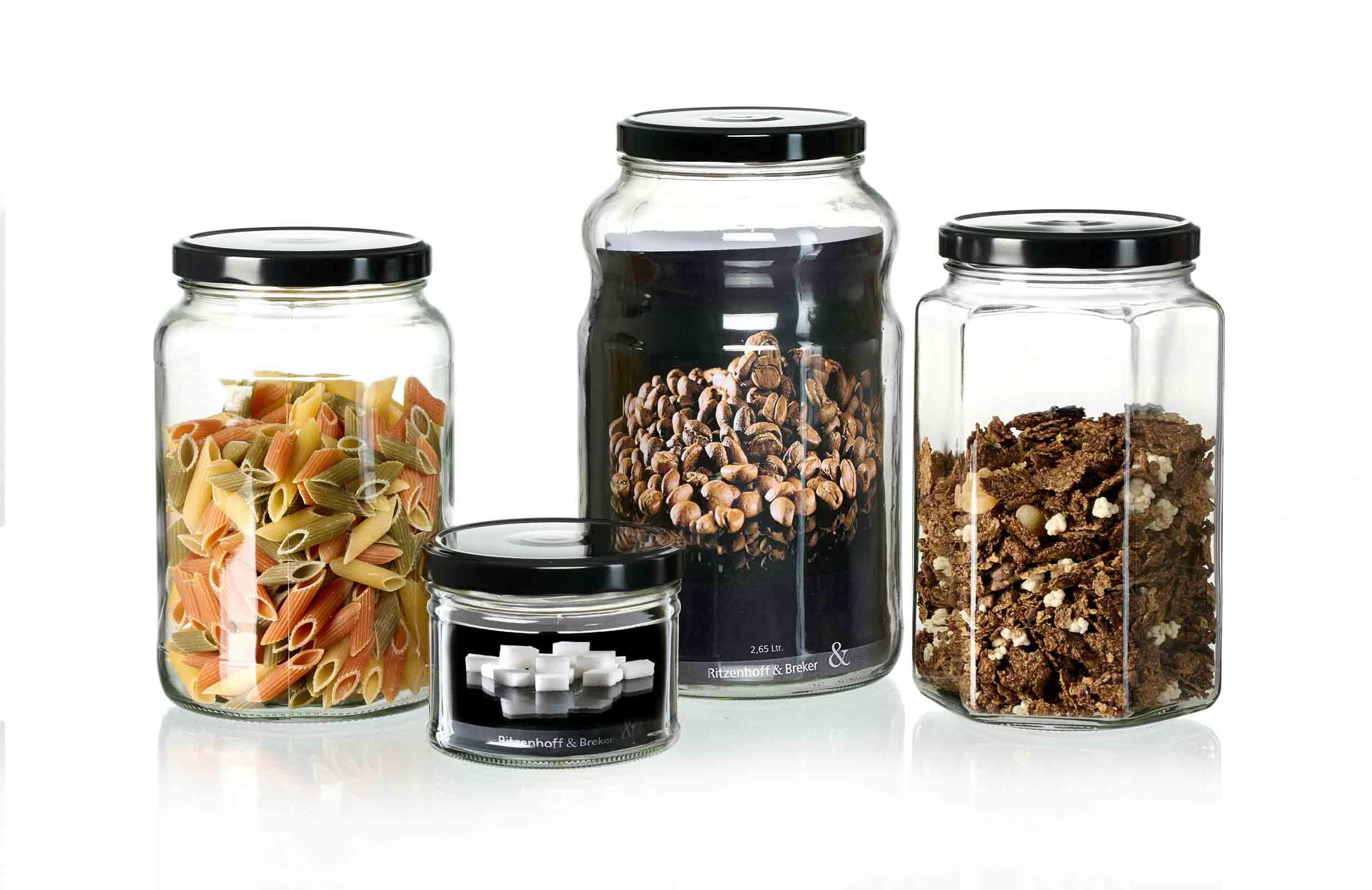 Ritzenhoff & Breker Mara Vorratsgläser-Set 4-teilig | Vorratsgläser-Set, Glas, Aufbewahrung verschiedenster Lebensmittel, Verschließbarer Deckel, Spülmaschinenfest