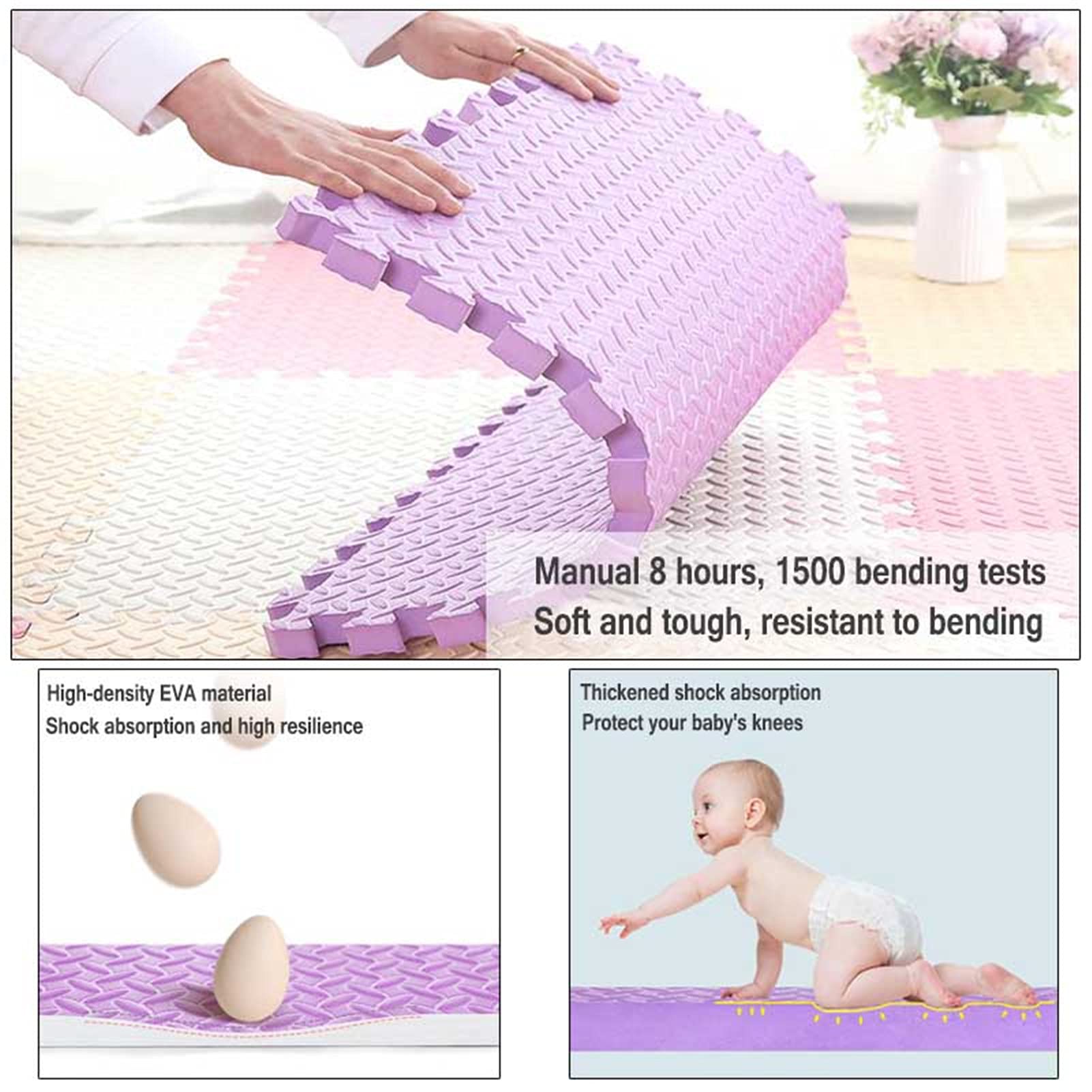 Tappetino da Gioco in Schiuma per Neonato E Bambini,Tappetini Ad Incastro in Schiuma Eva 6/8/9,Spessore 1.2 Cm,Tappeto Puzzle Morbido per Bambini Gattonare Esercizio,Beige+Brown,9pcs