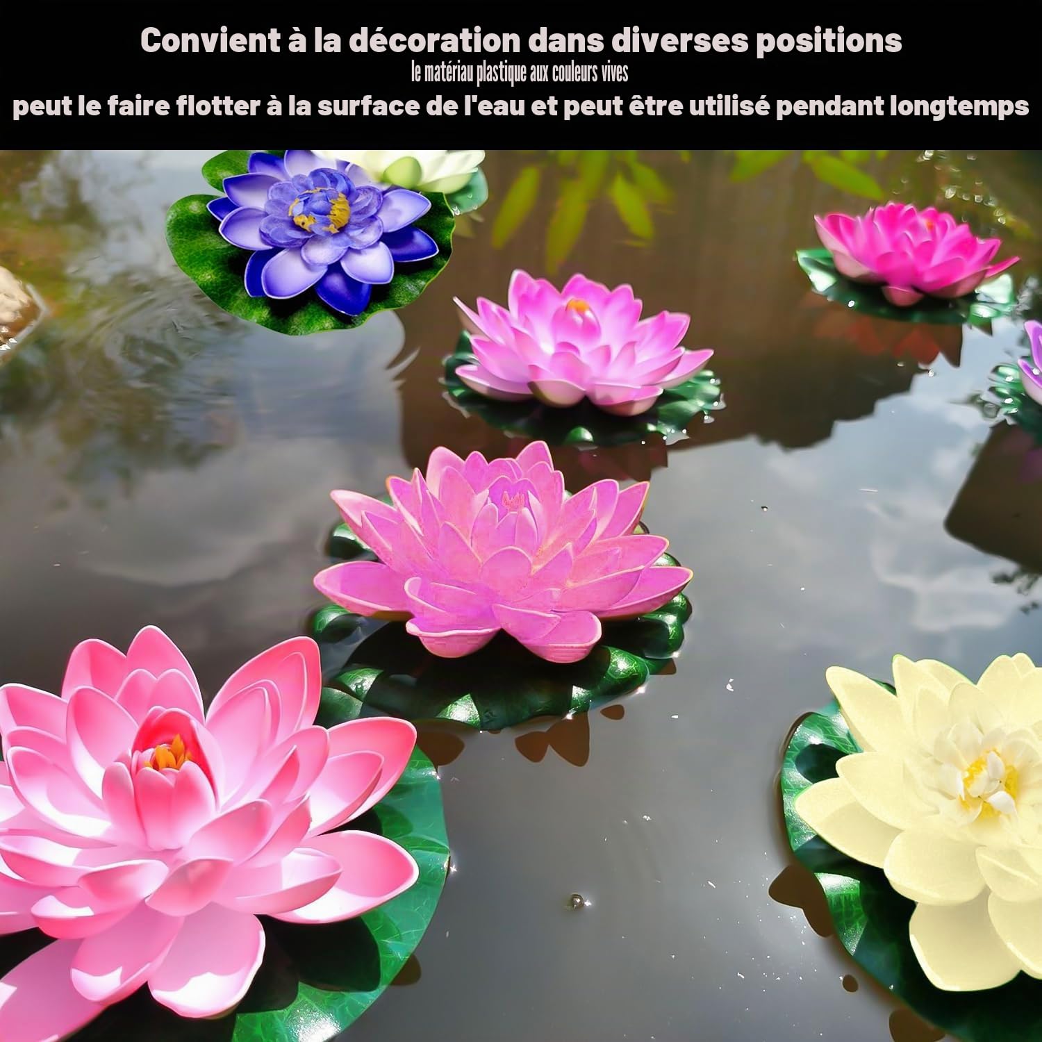 8 fleurs de lotus artificielles, décoration de piscine, fleurs de lotus, décoration de plantes artificielles, décoration de bassin en plein air, plantes de piscine flottantes