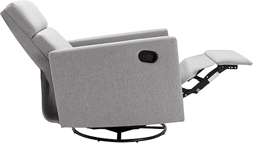 Miniatura 16 de Moderna silla reclinable giratoria, tapizada de lino, reclinable, para sala de estar, oficina en casa (beige) Beige,Gris,Beige