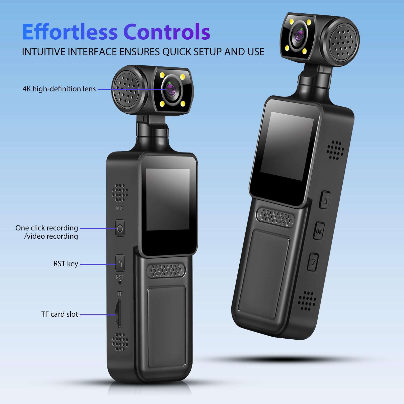 ABS Videocamera Sportiva Tascabile con Registrazione Nera Modello 12