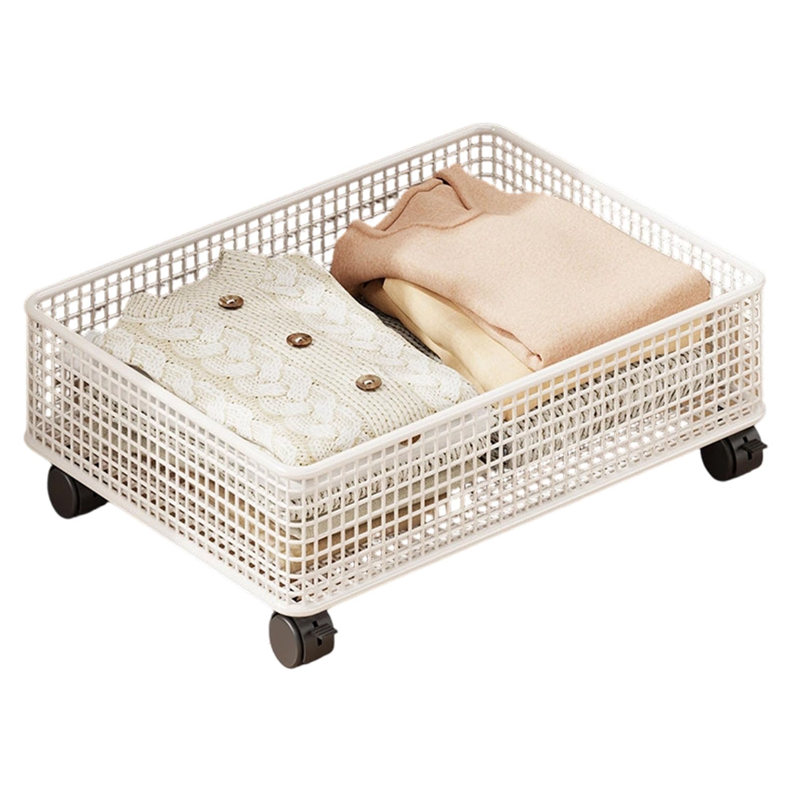 Multi Purpose Rolling Storage Container Metal Wire Frame Toy Storage Basket with for Clothes Toys Household Items Strong Wire Bin