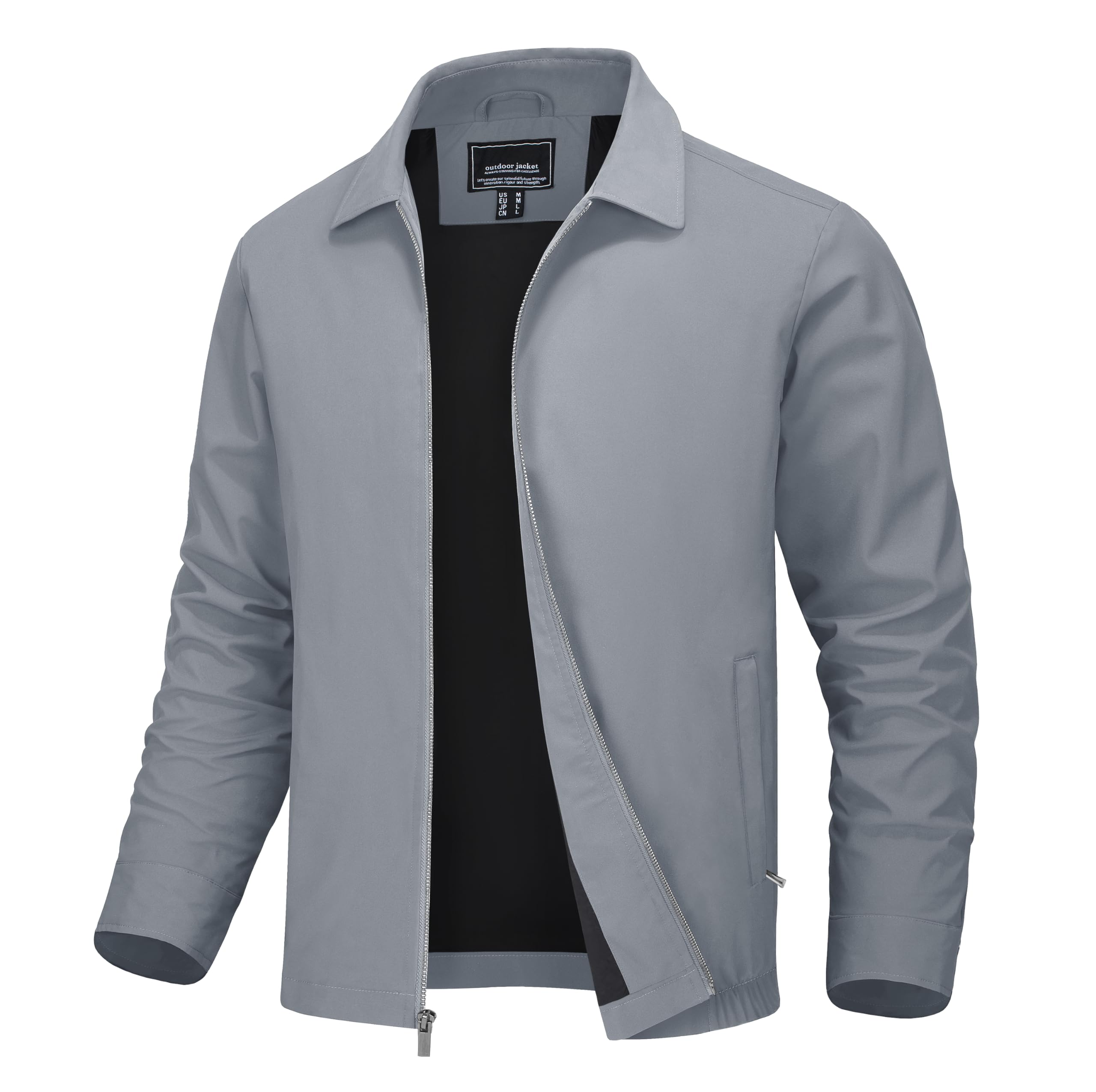 Men's Lightweight Jackets Light Windbreaker Full Zip Up Stylish Golf Coat Business Work Casual Dress