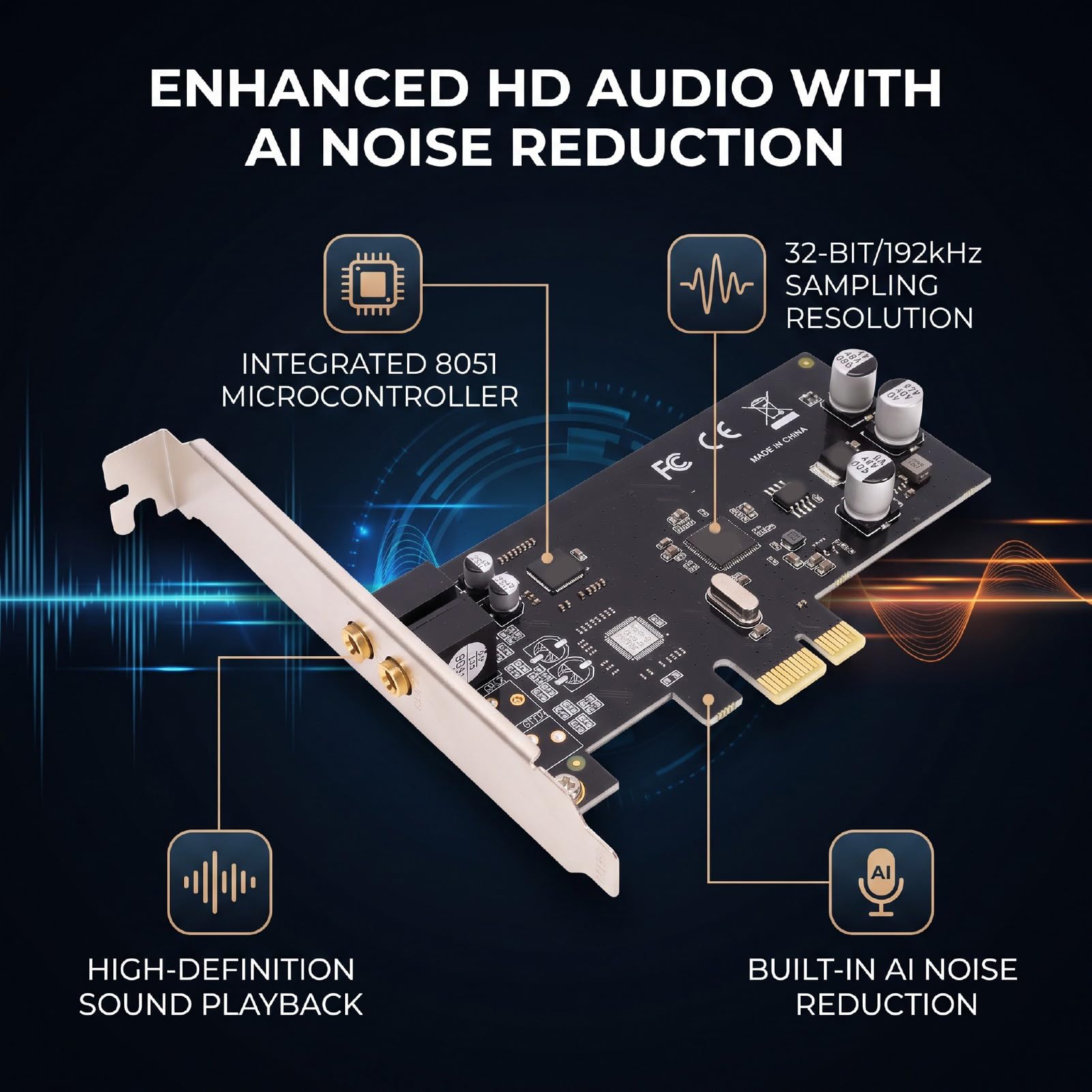 Bewinner Carte Son PCIe Haute Définition, fonctionnalité Flexible, pour