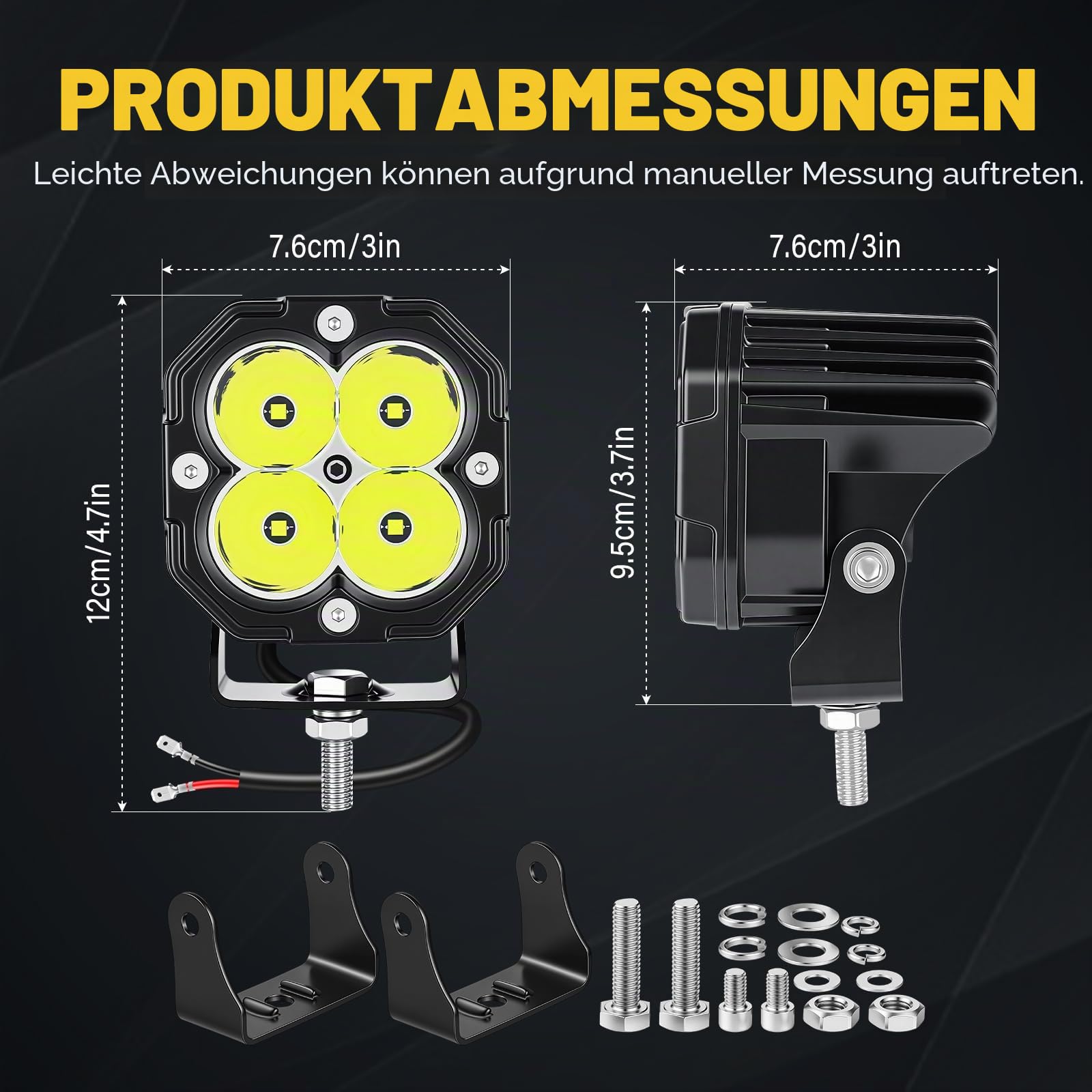 RIGIDON 2 x Mini Led Scheinwerfer, 3 Zoll 30W 3000LM Offroad Lights Spot | 12V 24V 6000K Weiß Wasserdicht Arbeitsscheinwerfer Zusatzscheinwerfer für Auto SUV ATV KFZ LKW Traktor Bagger 4x4 Motorrad
