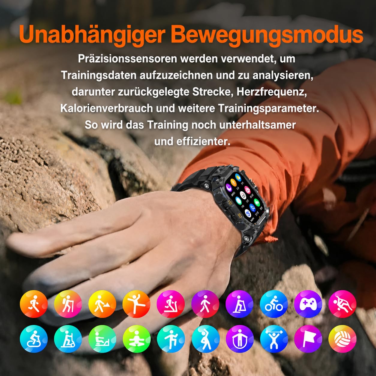 Smartwatch 4G LTE Android Reloj Deportivo AMOLED 2.06 pulgadas GPS Función Teléfono SIM Cámara WiFi Fitness Tracker Militar Exterior Reloj de Pulsera Aplicaciones Navegación Frecuencia Cardíaca