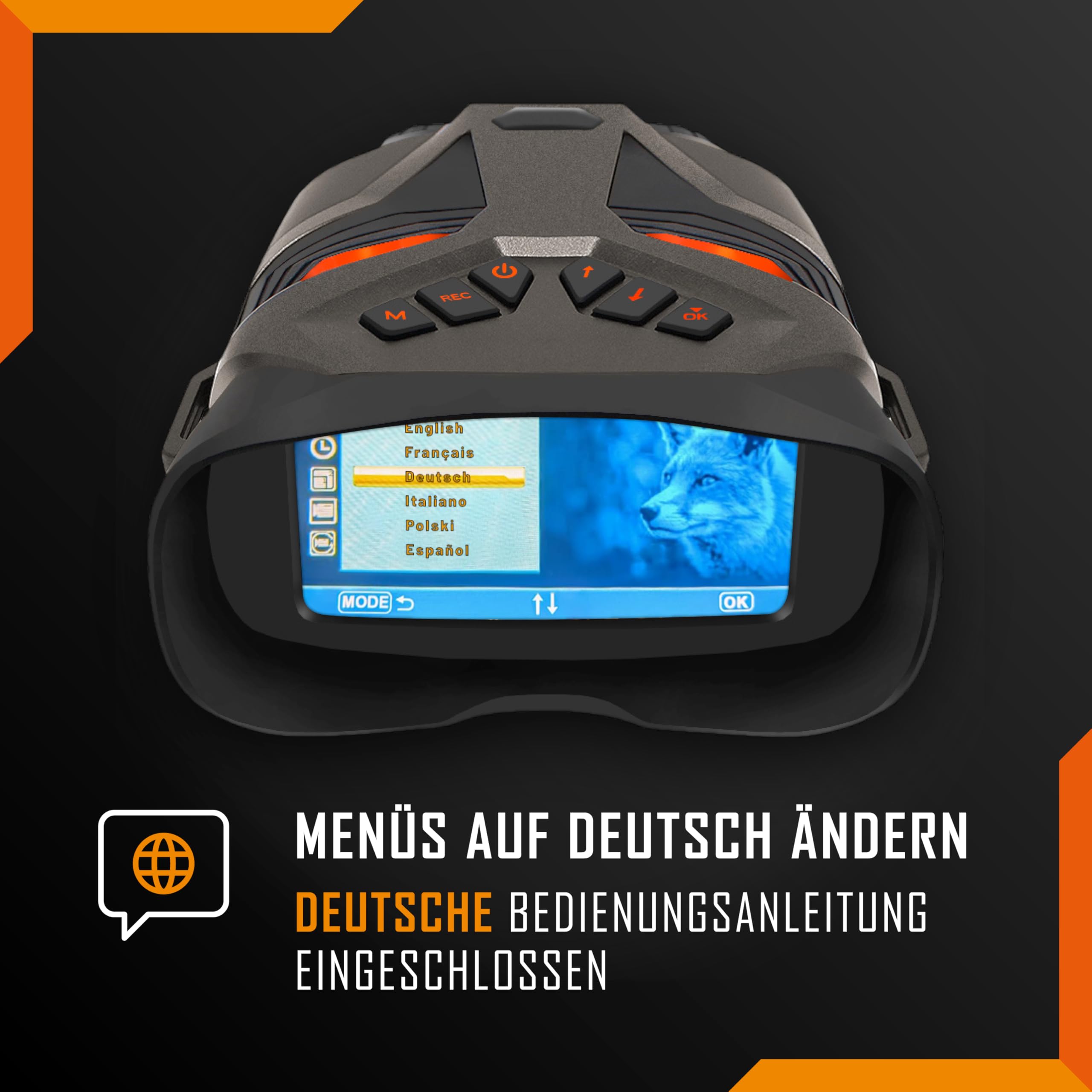 Nachtsichtgerät - Nightfox Ember Infrarot-Nachtsichtfernglas, Einfach bedienbar, Großer Bildschirm, 4-fache Vergrößerung, 250m Reichweite, 4K Video, Digitale Nachtsichtbrille für Wildlife, Camping