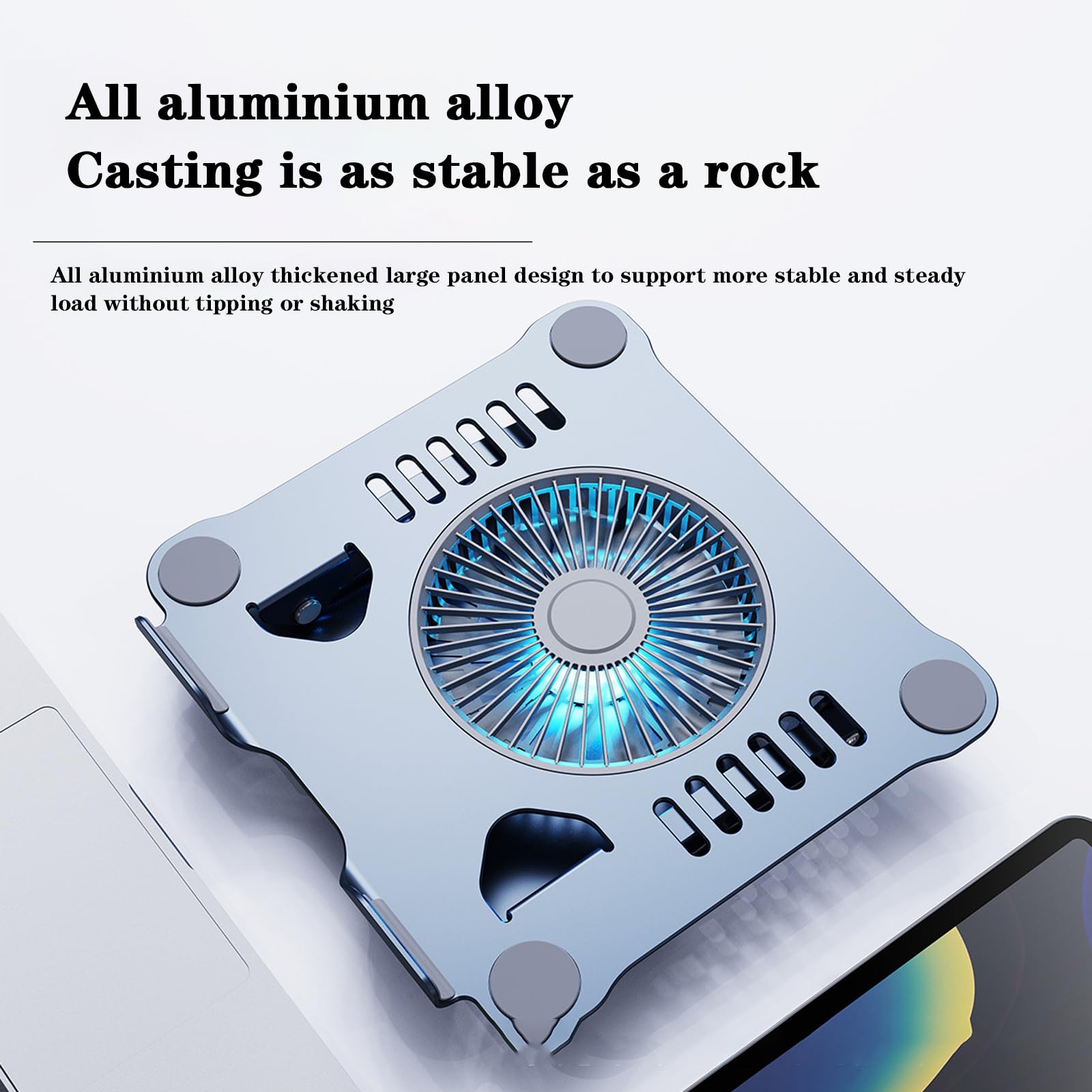 BNEI Supporto per computer portatile, girevole a 360°, ventola di raffreddamento a 180°, altezza regolabile da 5 a 30 cm, laptop fino a 16' (grigio)