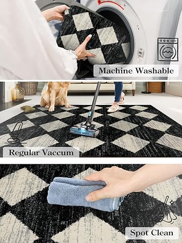 Miniatura 5 de Lahome Alfombras estéticas lavables a máquina para dormitorio, alfombra suave de 4 x 6 pies, alfombra antideslizante para sala de estar, alfombra de