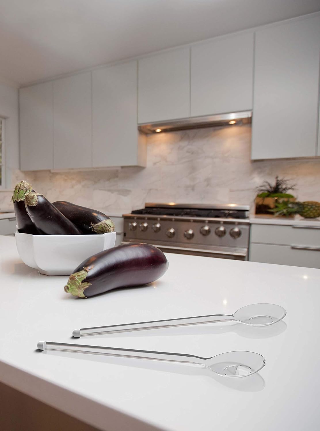 Transparent Plastic Spoon and Fork Salad Servers
