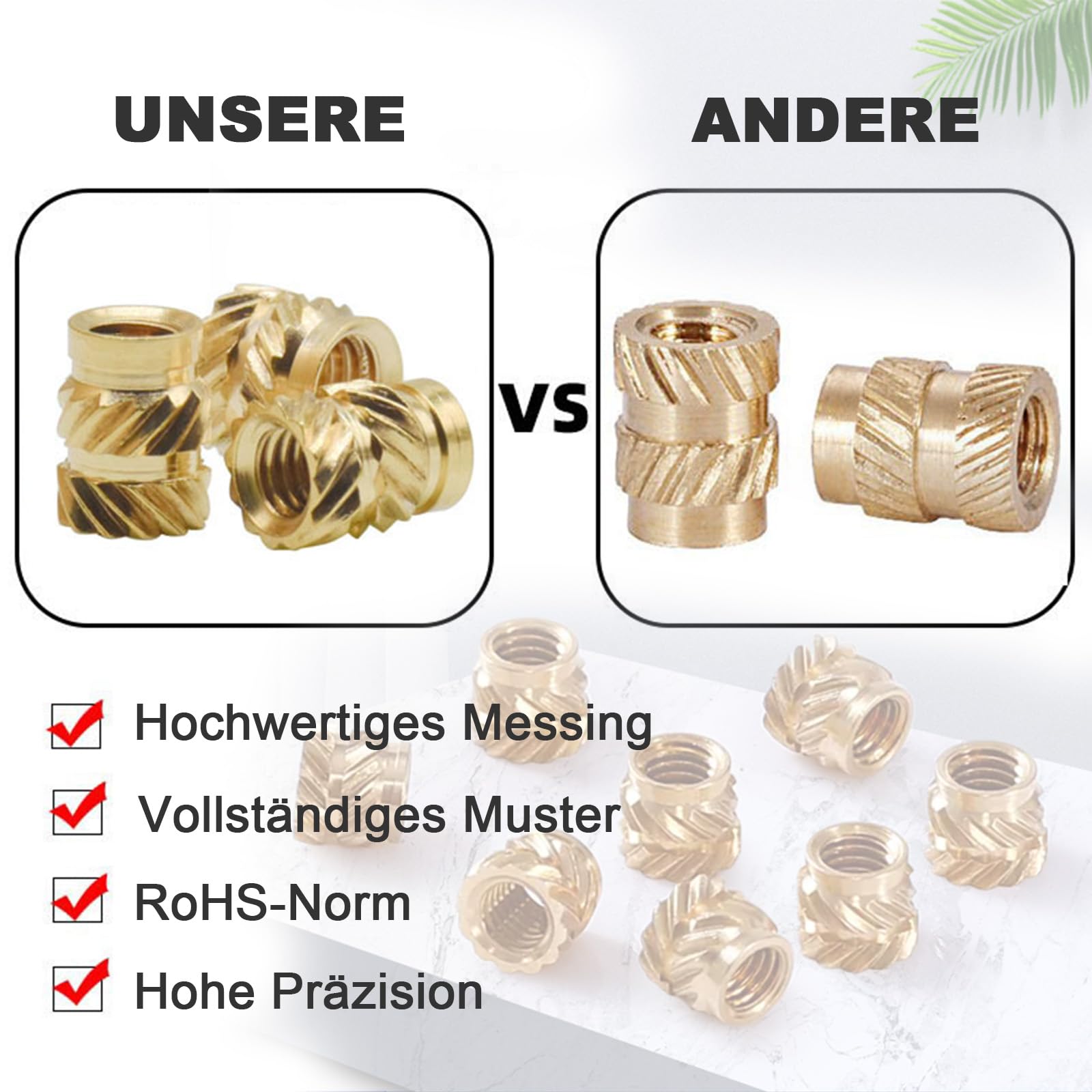 Inserti Filettati M3 X 4 X 5mm - 200 Pezzi In Ottone Per Stampa 3D