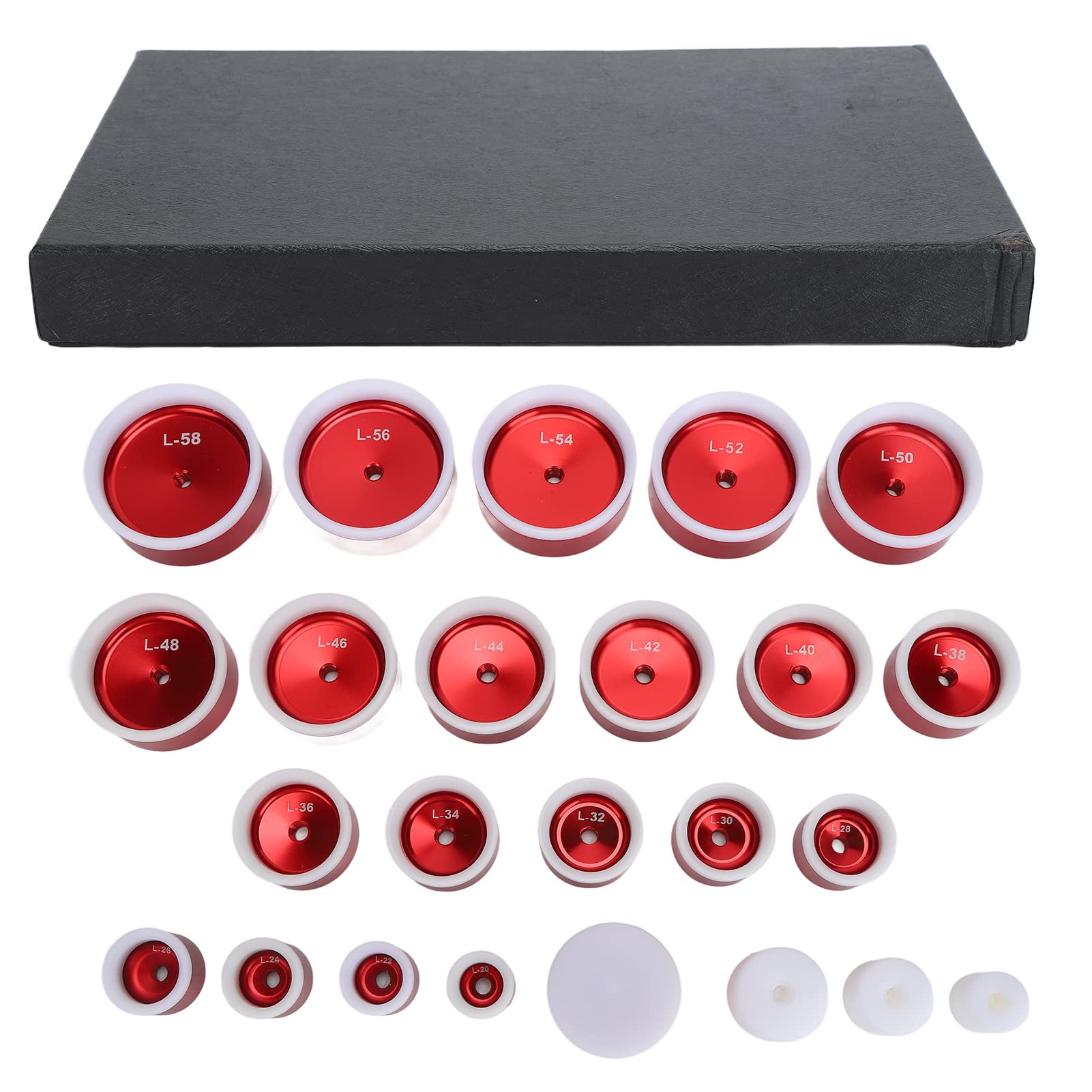 Juego de matrices para máquina de tapado de relojes, 24 unidades, conjunto de prensado para cubiertas traseras de relojes de aleación de aluminio, matrices de tapado de cubiertas d