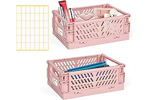 2-Pack Folding Storage Box: Plastic Baskets with Tags for Home Organization