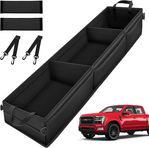 Miniatura 14 de Caja Organizadora de Almacenamiento para Camión Debajo del Asiento con 1 Divisor Extraíble y 5 Bolsas de Malla de Almacenamiento, Organizador de