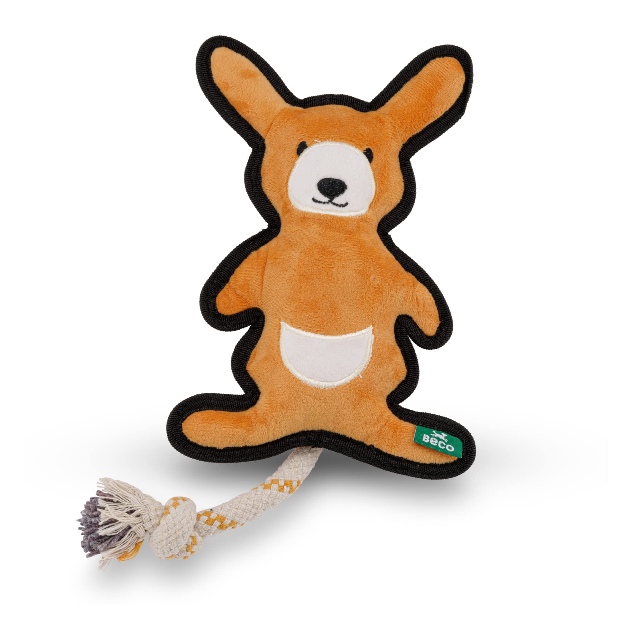 BecoLovable Kangaroo Squeaker Dog Toy, Made with 65% Recycled Materials, Snuggle, Chew, Toss & Fetch