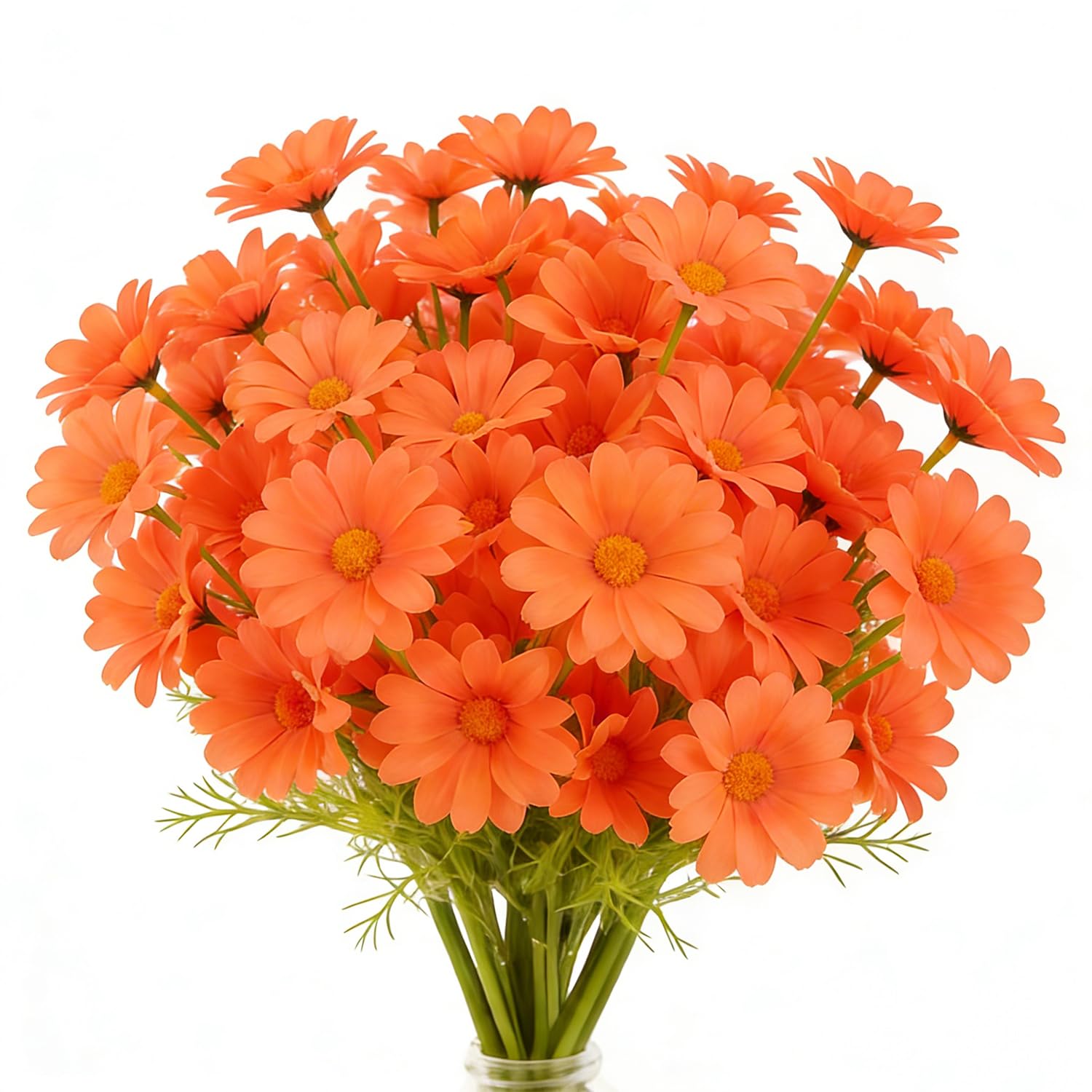 CENCERY 10 Pcs Orange Faux Daisy Bouquet, Artificial Flowers for Home Decoration, DIY Craft Projects and Party Arrangements