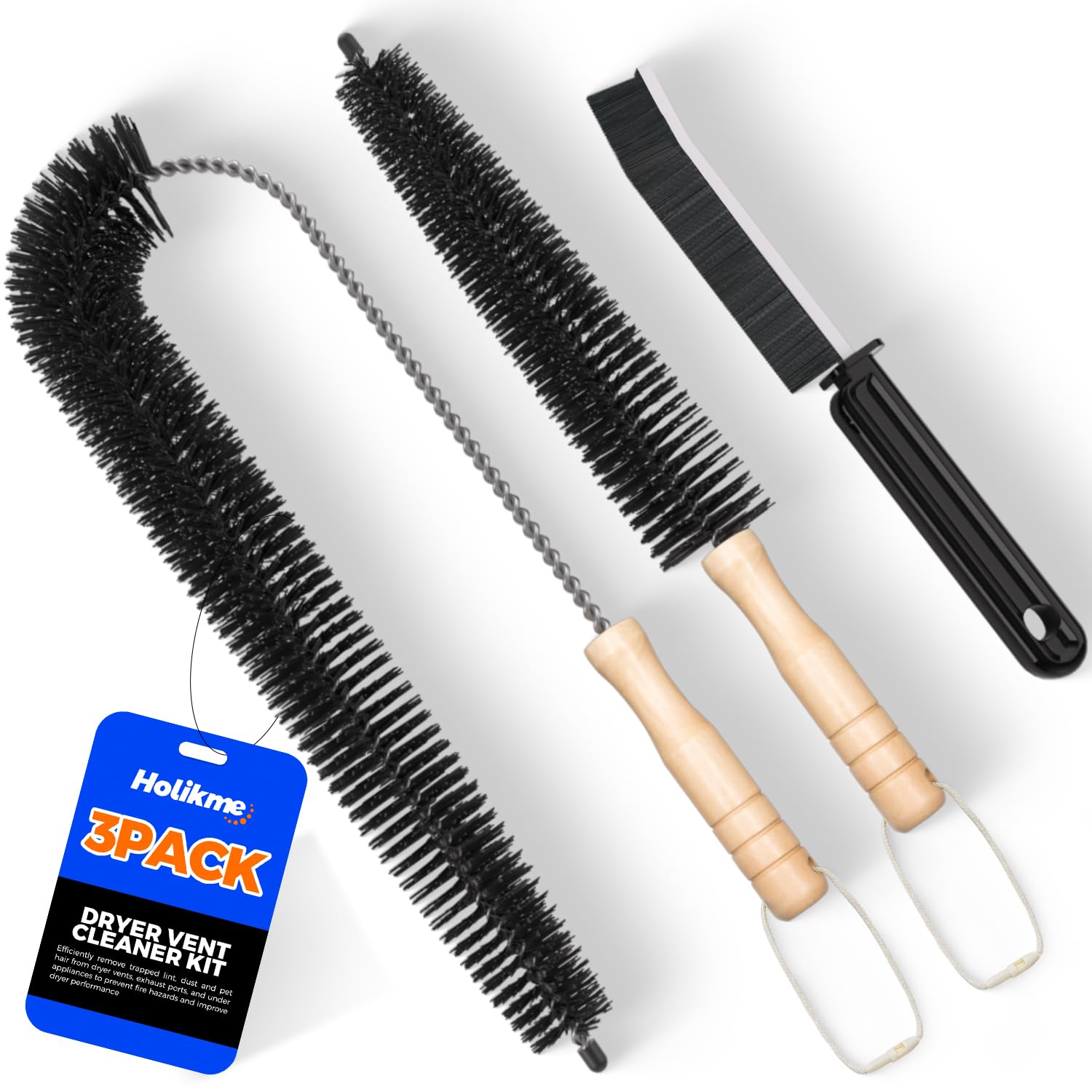 Holikme Dryer Vent Cleaner Kit 3 Pack – Crevice &amp; 2 Lint Brushes