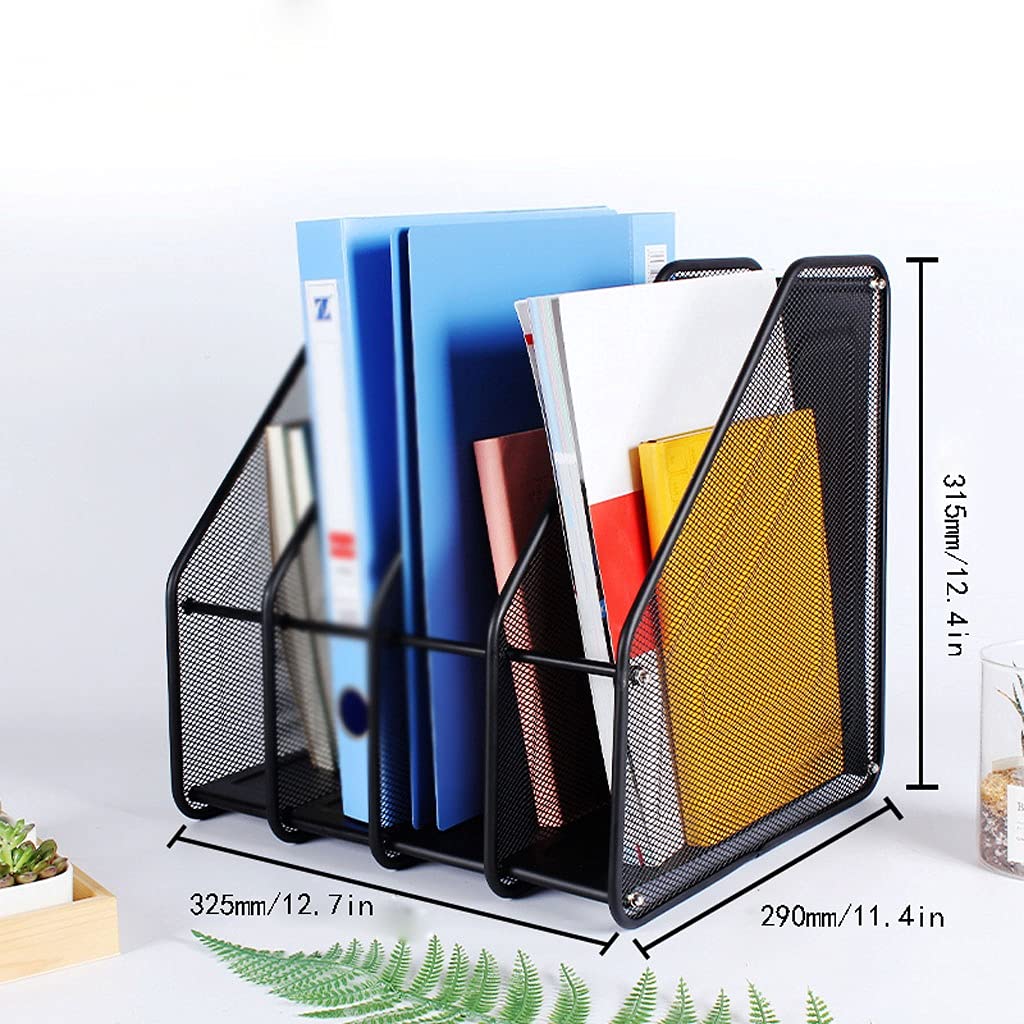Portadocumenti cremagliera File Rack Desktop Laptop File Cartella Palette Trucco Maglia in Acciaio Steel Magazine File Sorter Documento Lettera Organize Rack per l'organizzazione e Lo stoccaggio