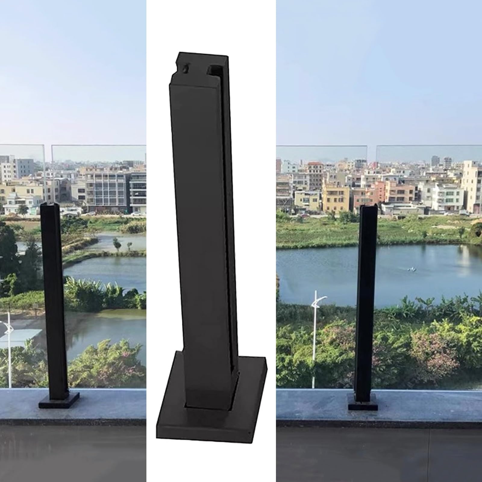 Srebrna okrągła kolumna balustradowa tarasowa 135 cm wspornik ochronny do drewnianych/plastikowych części panelowych dla większego bezpieczeństwa i stabilności na zewnątrz