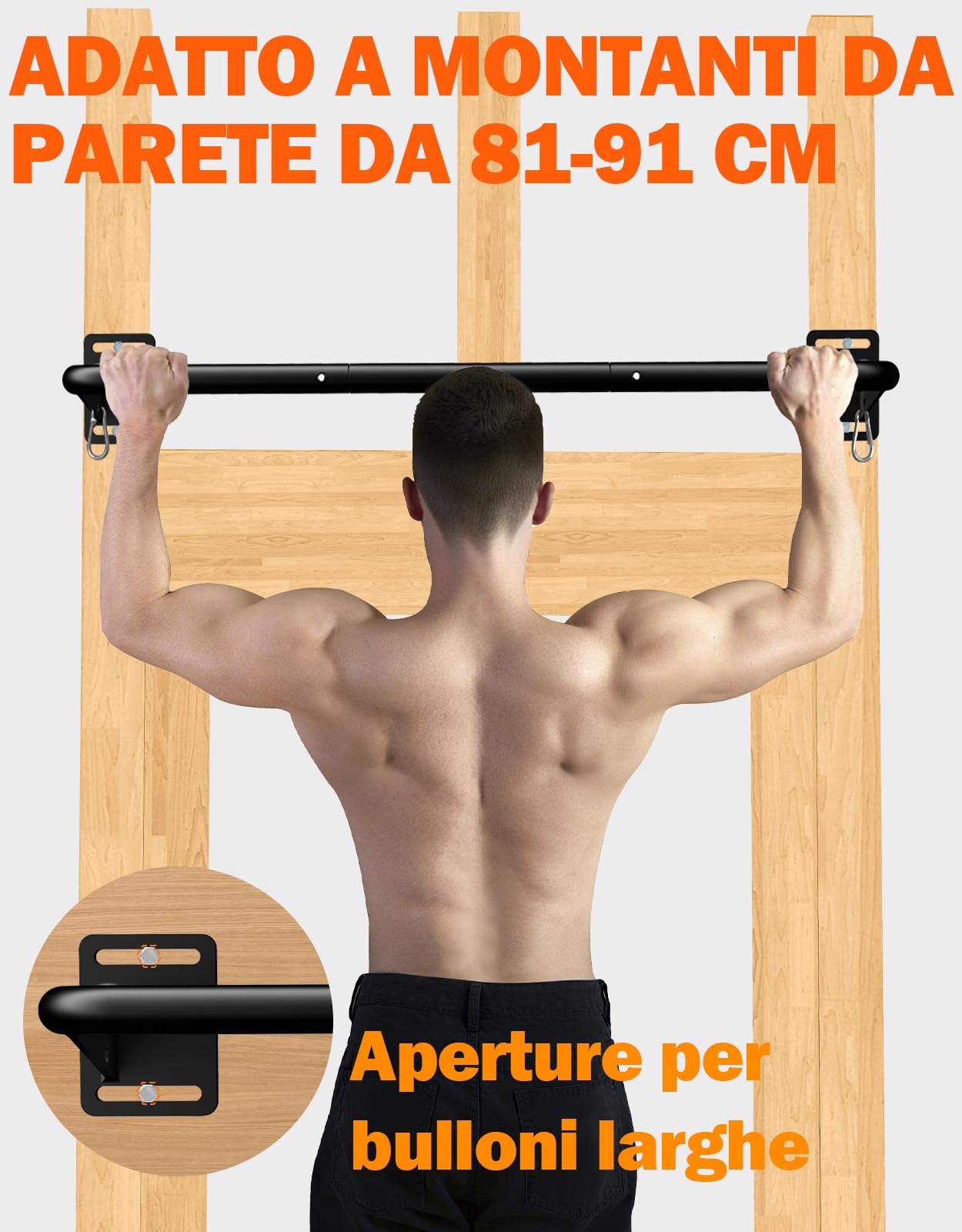 Fitarc Barra per trazioni da parete, resistente, per trazioni, per porta, struttura in acciaio, attrezzatura da palestra domestica