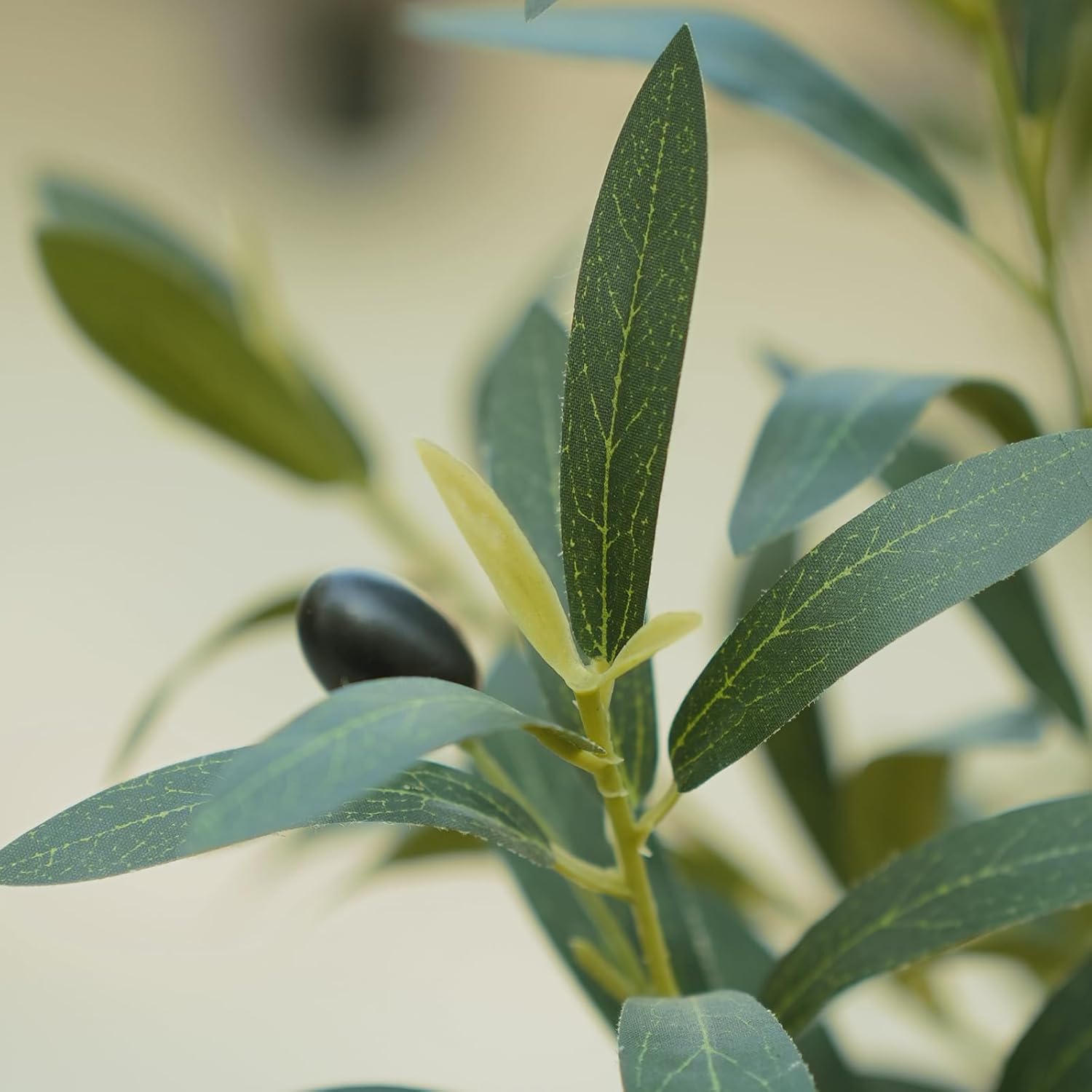 Artificial Olive Tree 5FT Faux Olive Tree - Adjustable Branches UV Resistant with Brown Taper Planter and Pebbles - Faux Plants Indoor for Living Room, Office Decor and Bedroom