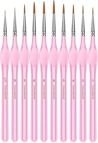 Miniatura 7 de Pinceles de pintura en miniatura, 10 pinceles de punta redonda, juego de pinceles de pintura de microdetalle, mango triangular, pinceles de arte,