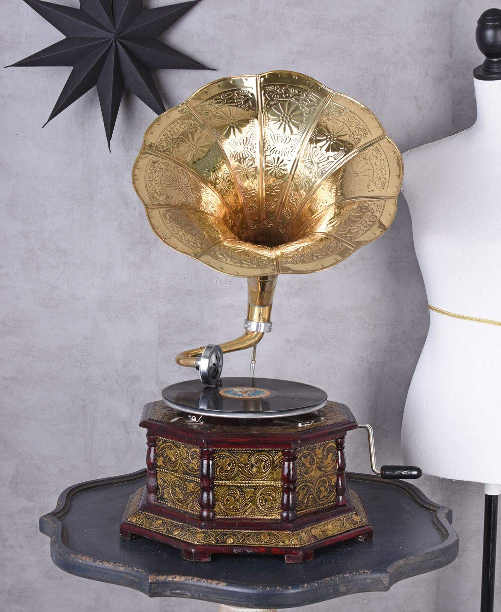 Grammophon Gramophone Trichter Grammofon für Schellack Platten im antik Stil