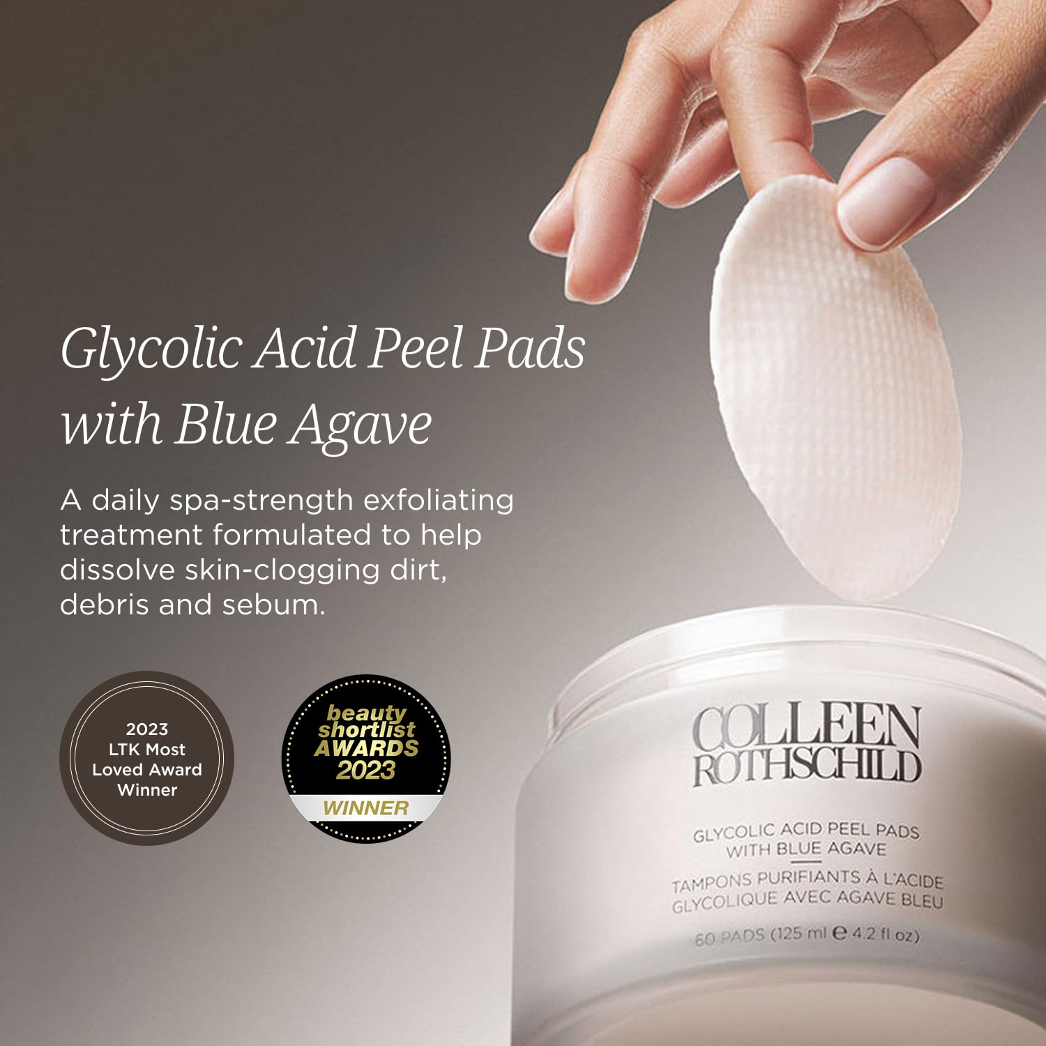 Colleen Rothschild Almohadillas de ácido glicólico con agave azul, tratamiento facial suave con fuerza de spa para rejuvenecer, iluminar, suavizar y exfoliar la piel