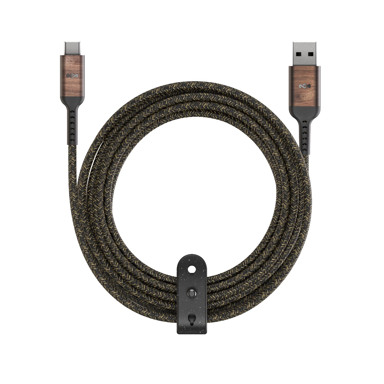 House of Marley Rewind USB-C to USB-A Cable: Braided Charging Cable, USB-IF and MFI-Certified, 10ft Long, Made with Sustainable Materials