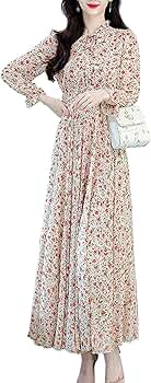 ワンピース Vネック シフォン ハイウエスト S/M/L/XL Vネックプリントシフォンワンピース – weMALL