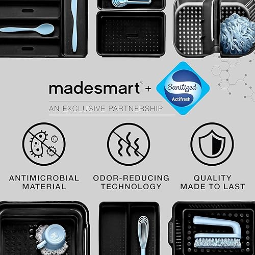 Miniatura 4 de madesmart Papelera antimicrobiana transparente de agarre suave de 16 x 6 pulgadas, 16.0 in x 6.0 in, gris claro