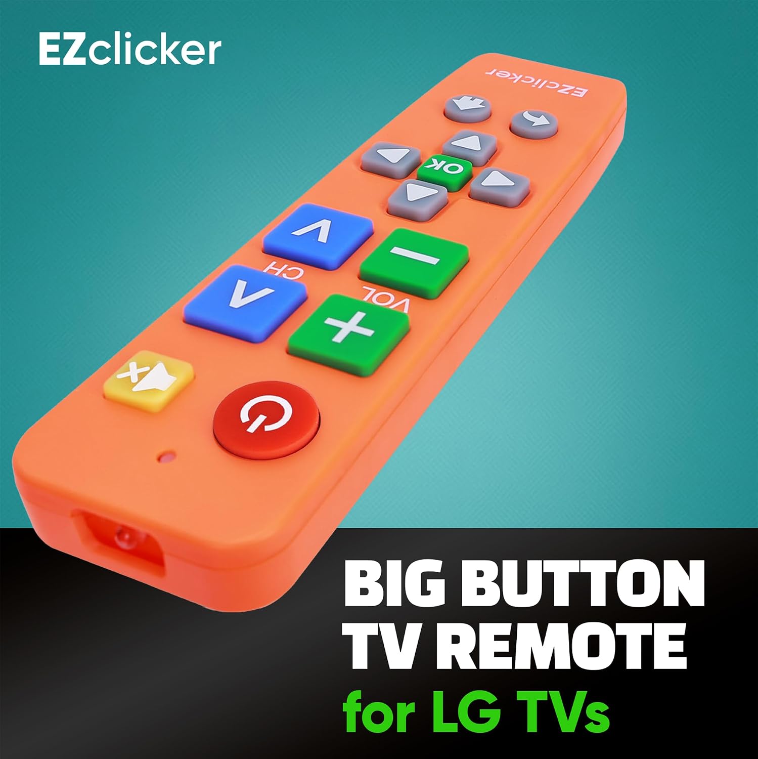 EZclicker Big Button TV Remote for LG TVs Only, Easy to Use (Orange) image 2