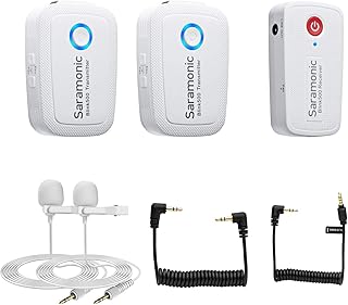 Saramonic Blink500 B2W Ultracompact 2.4 GHz 2-Person Wireless Clip-On Microphone System with Lavaliers and Dual-Channel Receiver for DSLR Camera, Mirrorless, and Smartphone for YouTube Live Vlogging