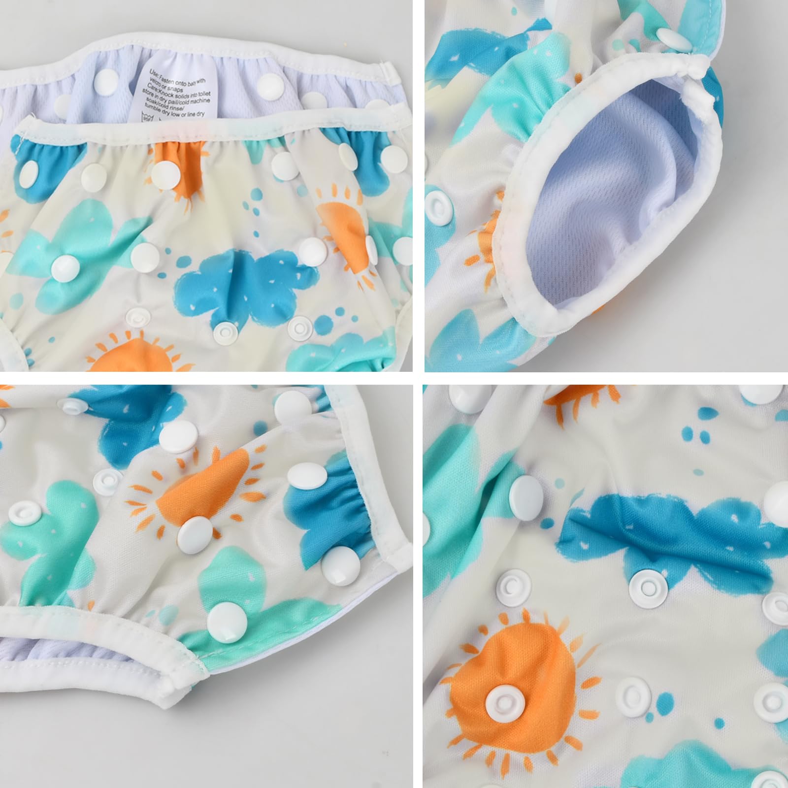Pannolino da Nuoto Riutilizzabile Lavabile per Neonata 0-2 Anni Costume Regolabile 3-15 kg