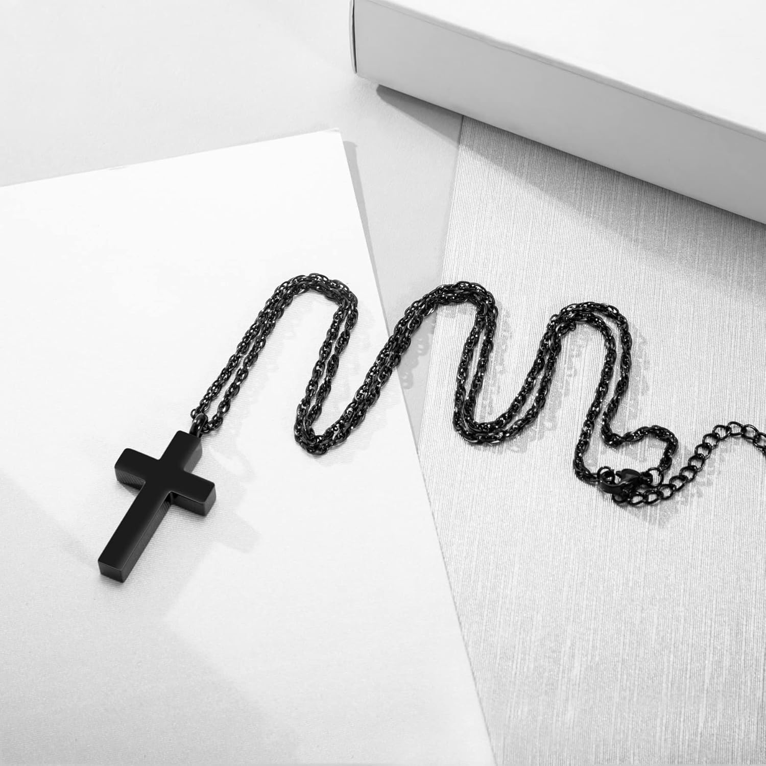 Cremation Cross Necklace for Ashes, Blank Cross Urns Locket Pendant Ashes Holder Stainless Steel Memorial Jewelry - Image 6