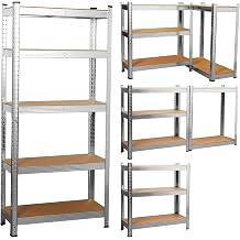 COZYBRITE Garage Shelving Units 5 Tier Heavy Duty Shed Storage Racking Shelf Metal Boltless 875kg Capacity 175kg Per Shelf for Warehouse Workshop Office Silver, 70x30x150cm