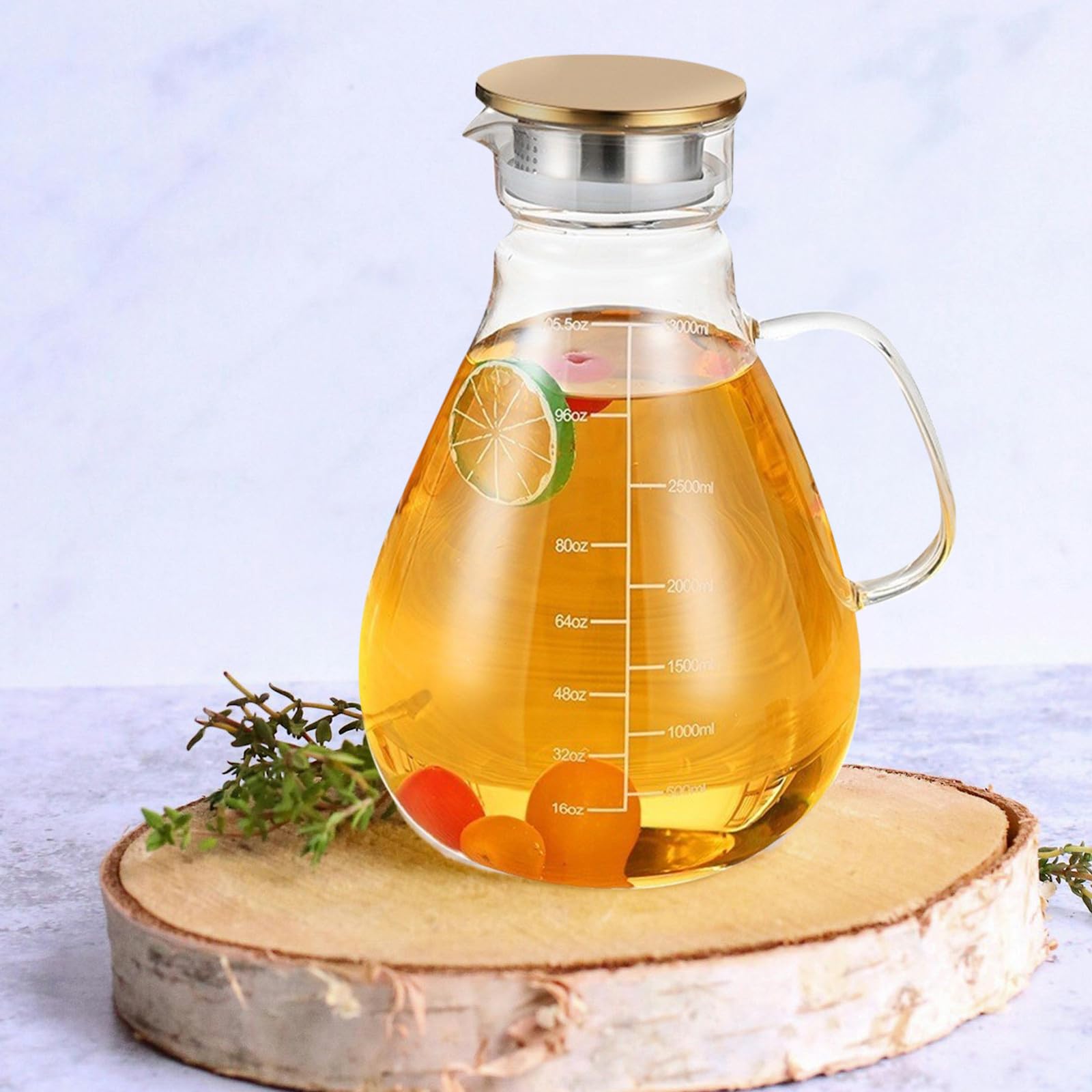 Jarra de Vidrio Borosilicato de 1300ml con Tapa de Acero Inoxidable y Silicona, Diseño Elegante y Antideslizante para Jugos y Leche en Fiestas o Restaurantes