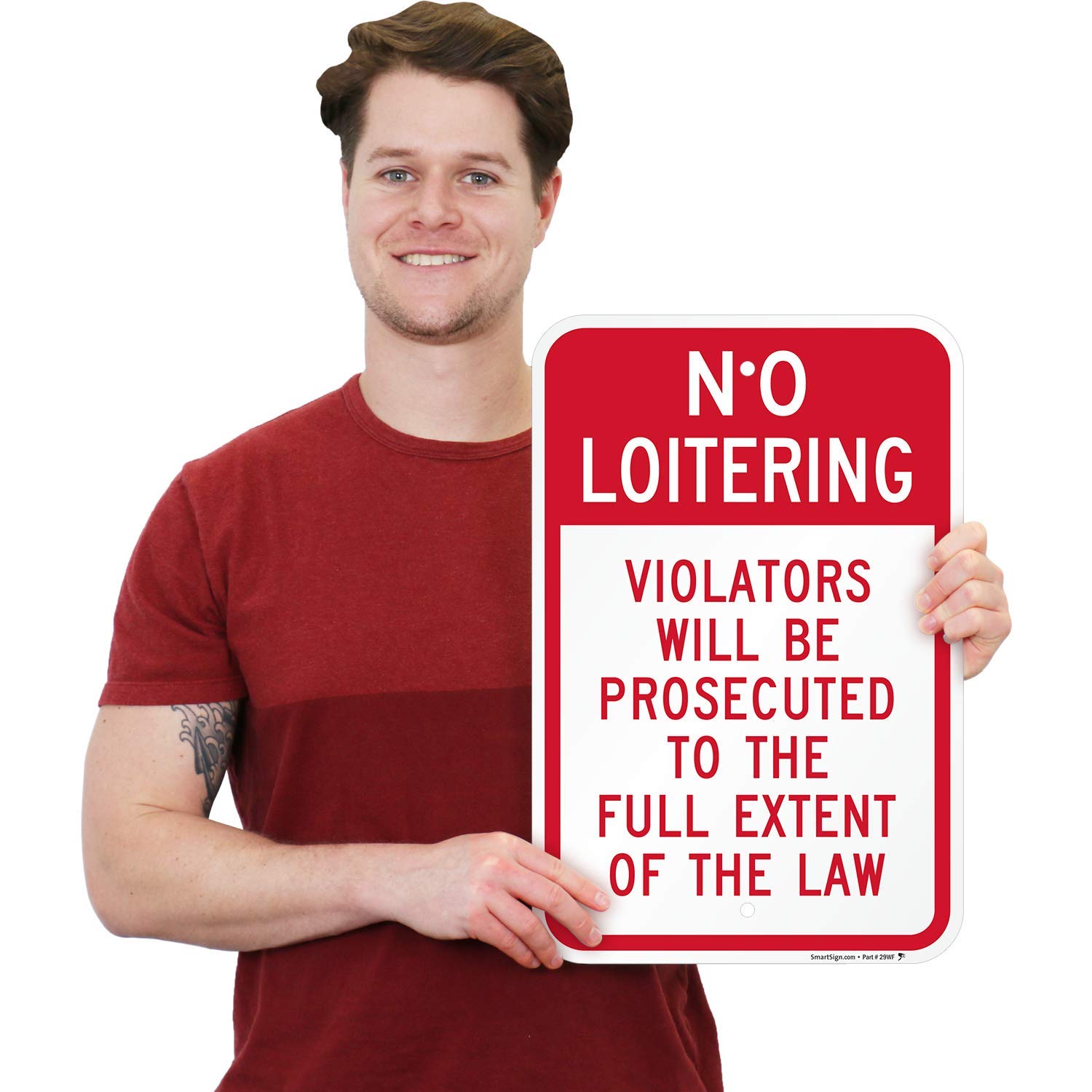 SmartSign Schild 'No Loitering – Violators Will Be Prosecuted' – Aluminium, 30,5 X 45,7 Cm, Wetterfest Laminiert