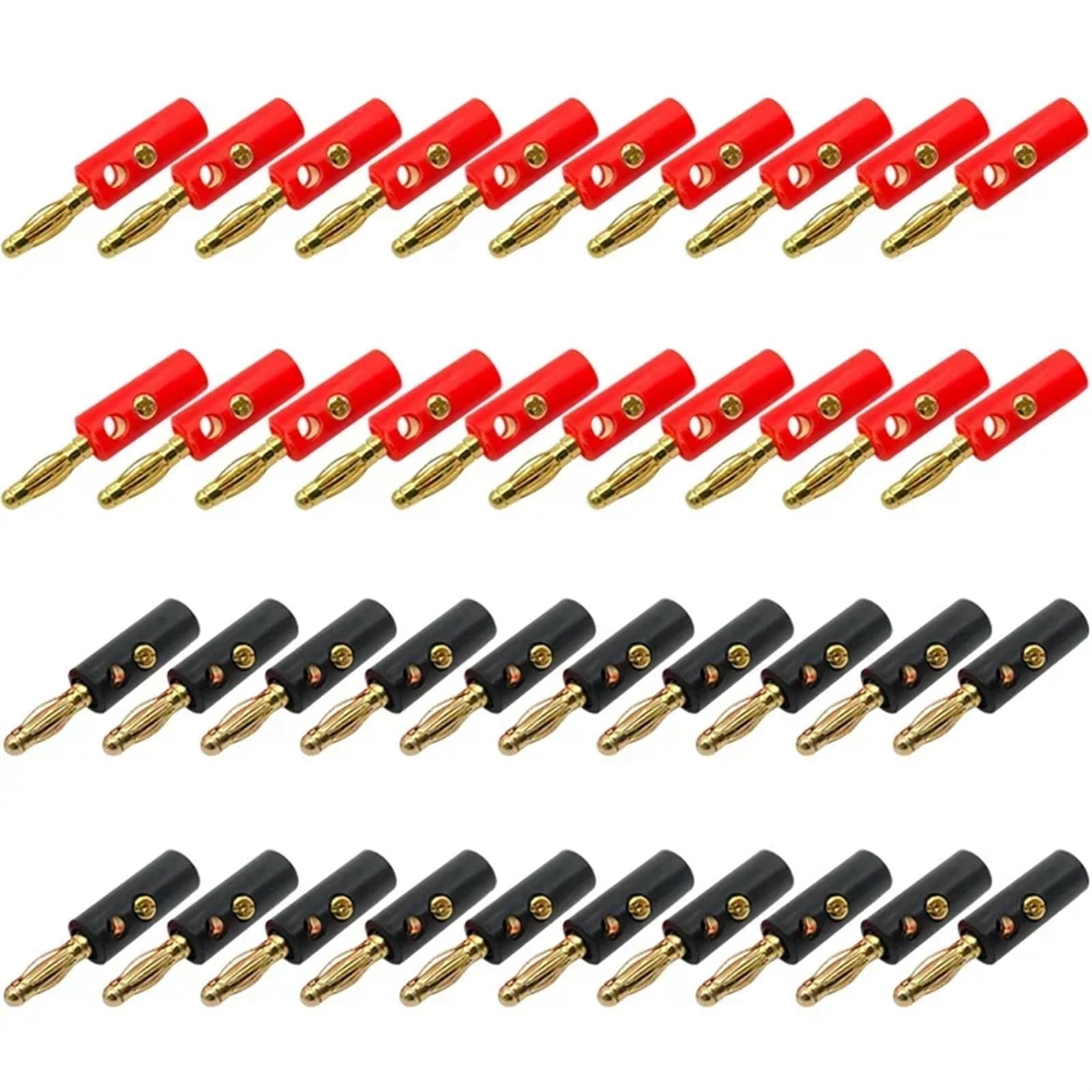 Spina for altoparlante con connettore a banana da 4 mm placcato oro da 40 pezzi, compatibile con cavi for altoparlanti fino a 3 mm di diametro(20 Red 20 Black)