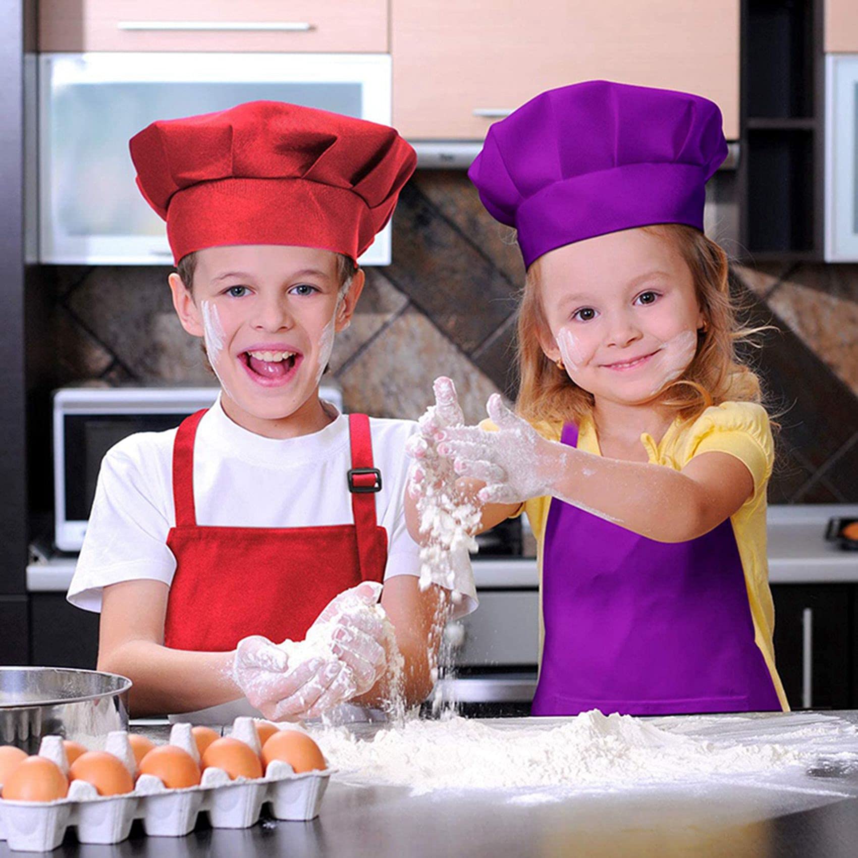 Ensemble de 32 tabliers et toques réglables pour enfant avec 2 tabliers de cuisine