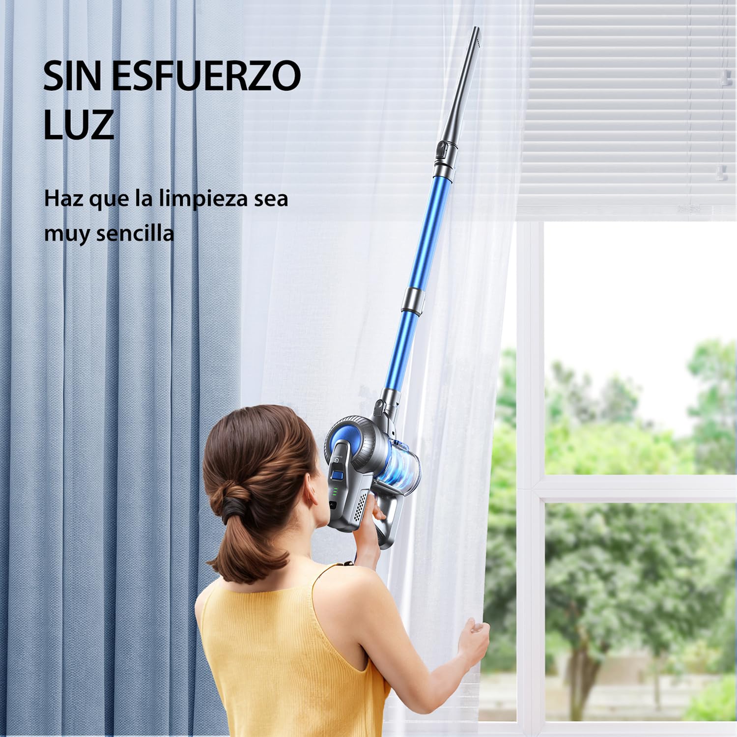 Greenote Aspiradora sin Cable,23000pa Ligero Aspiradora Inalámbrica,Aspirador Vertical con Luces LED,Multifuncional 6 en 1,Funciona 35 Mins,Peso 1,5 kg,para Suelos Duros y Alfombra de Pelo Corto