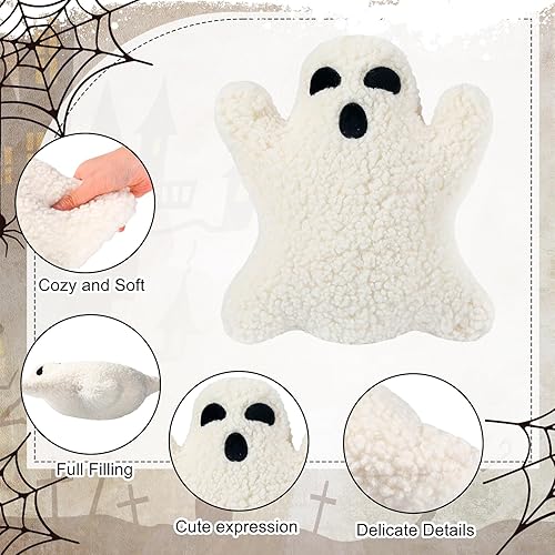 Miniatura 3 de Shappy 3 almohadas de Halloween de fantasma, almohadas de Halloween, almohada de peluche con forma de fantasma, linda almohada suave de fantasma,