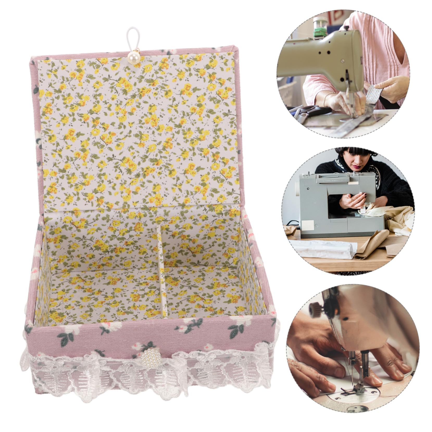 Scatola Porta Spilli Cucito Piccola e Portatile in Tessuto Custodia Organizer Multiuso per Bottoni Perline e Accessori Kit Cucito Compatto per Casa e Viaggio