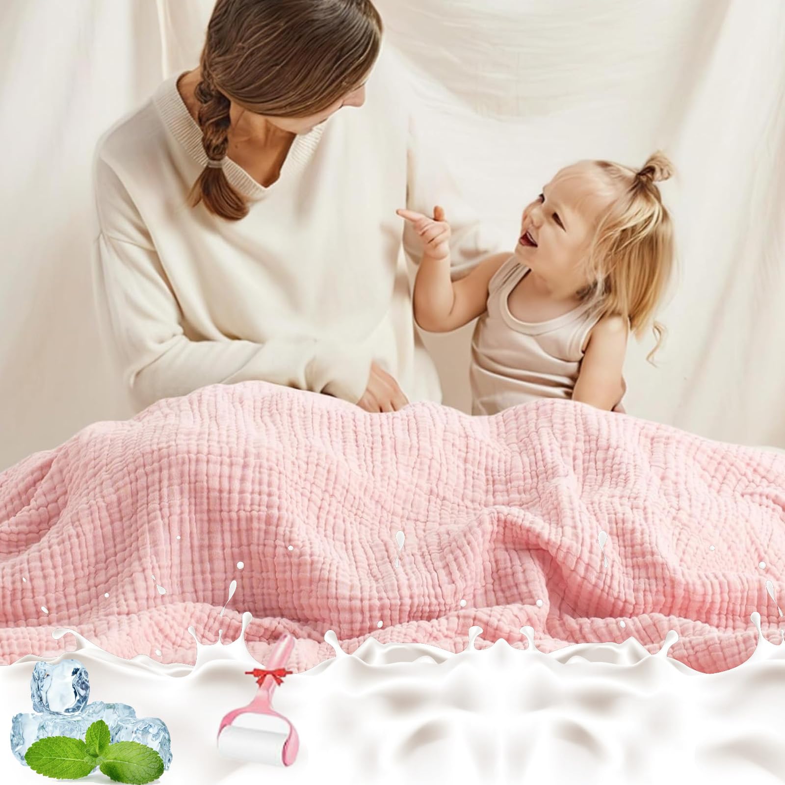 GLSAYZU Muslin Blanket Adult, 100% Muslin Cotton, Gentle Summer Muslin Throw, Lightweight, Breathable, Soft Cooling Blanket For Sleeping (G,150 * 200cm)