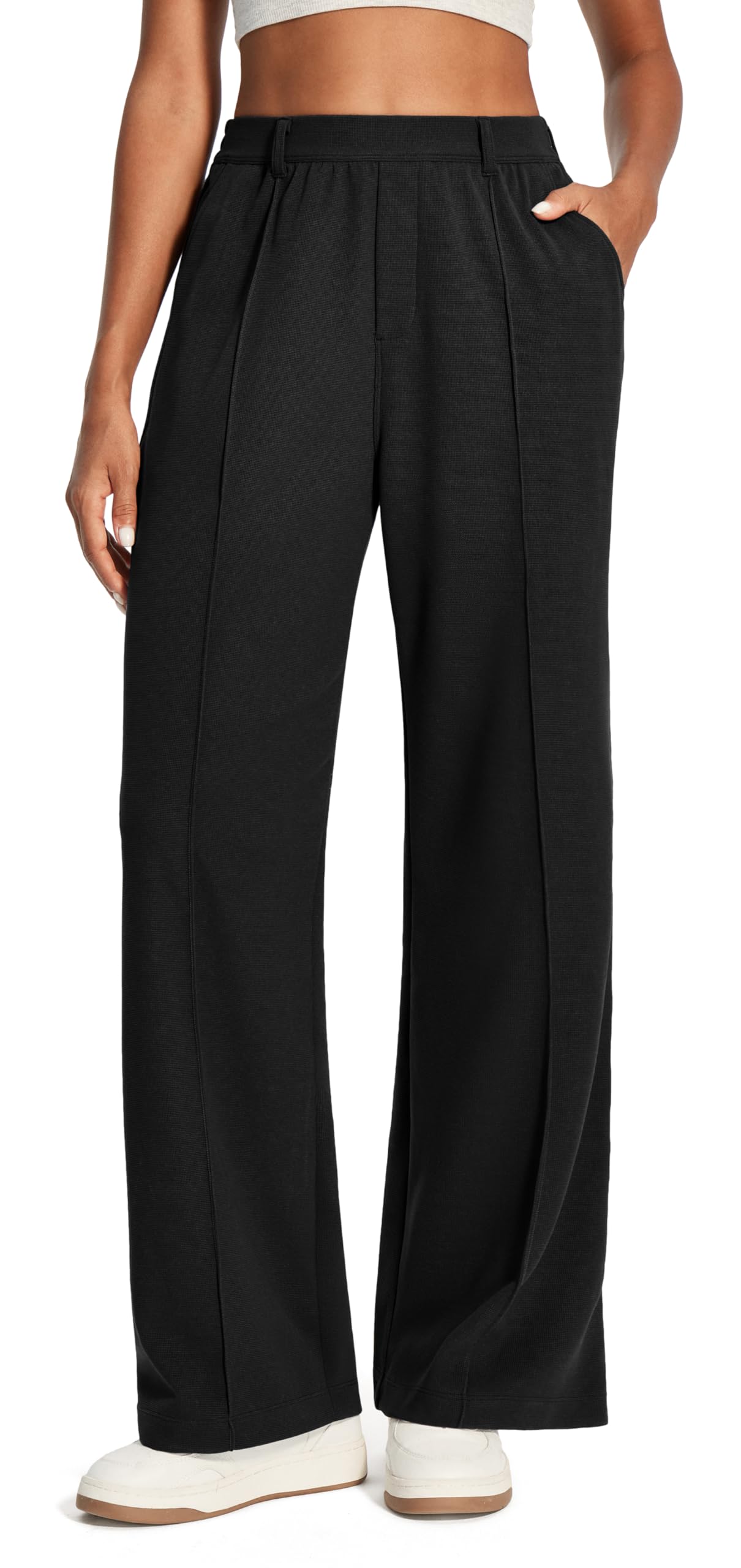 Ewedoos Wide Leg Work Pants Women Pull On Dress Pants Slacks for Women Stretchy Business Casual Outfits Comfort