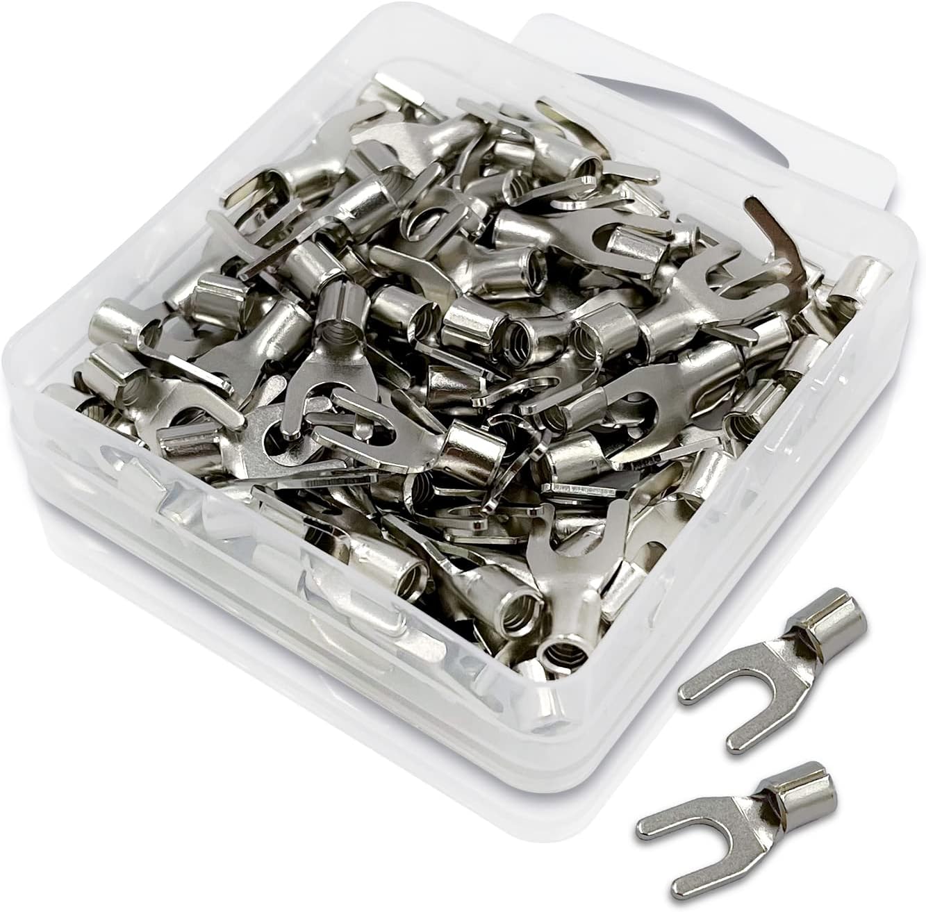 IGLORY High Temperature Spade Terminals,Wire Size :12~10AWG(4-6mm2),#10 Stud Size (5.3mm2),Pack of 100 PCS